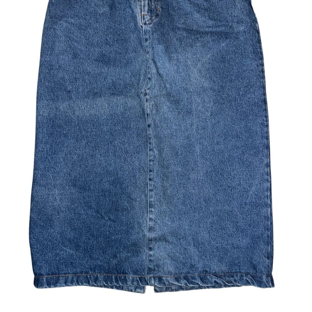 Vintage Bedford Fair Womens Long Denim Skirt 8A Modest Slit Western Blue - Picture 3 of 7